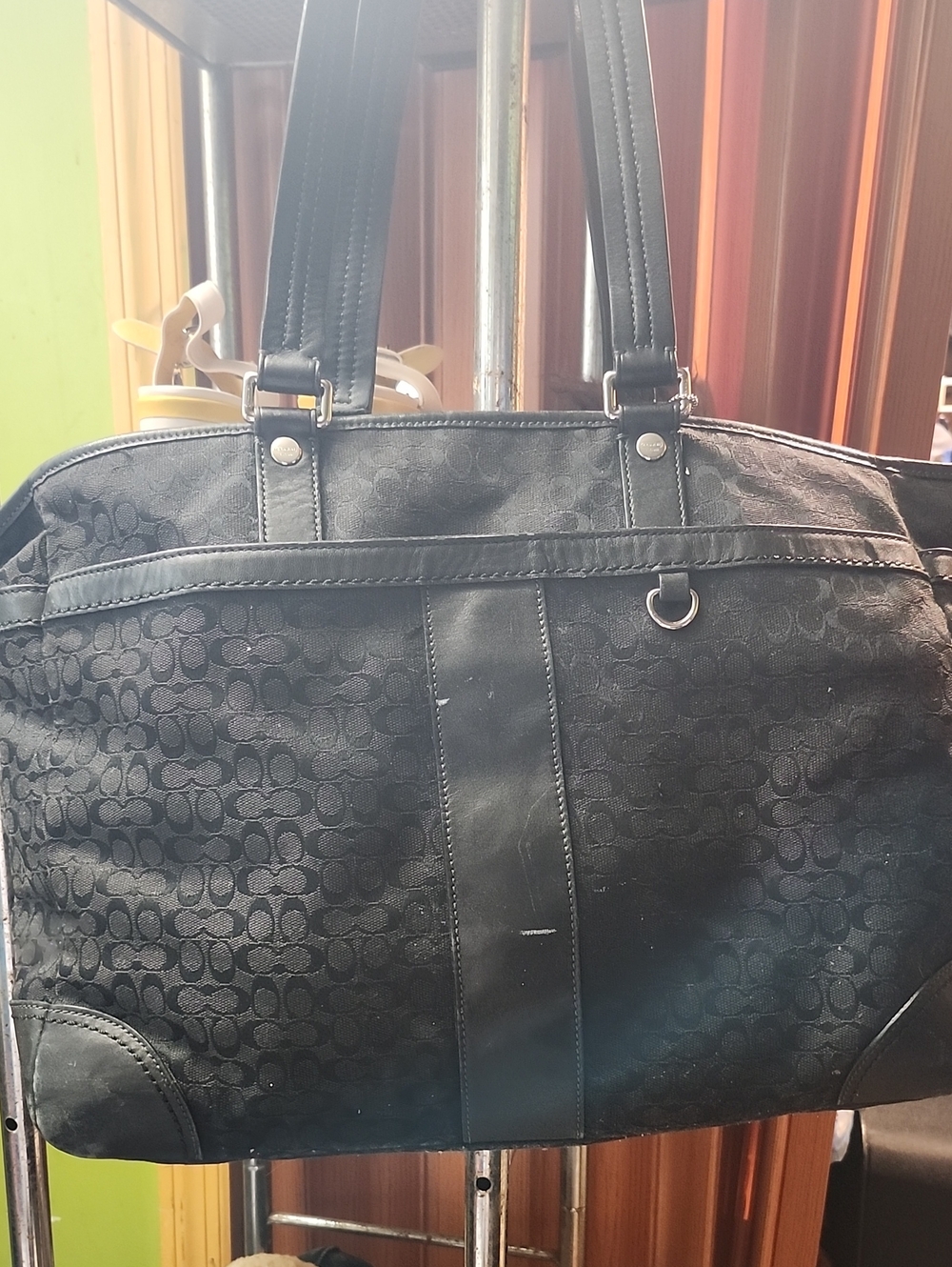 Coach Black Signature Jacquard Laptop Tote